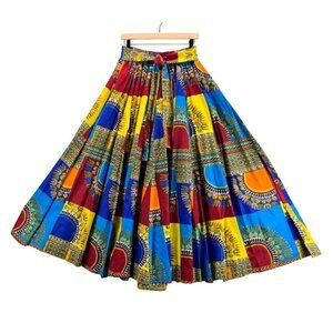 Full Panel Maxi Skirt S/M 28" Elastic Waist Boho Ethnic Tribal Cotton Circular